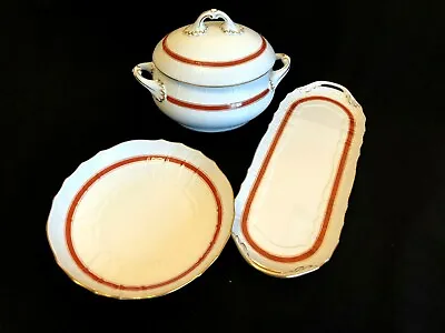 Buy HEREND PORCELAIN HANDPAINTED SOUP TUREEN AND TWO SERVING TRAY (3pcs.) • 200.10£