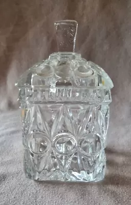 Buy Vintage Cut Glass Condiment Jar With Lid And Spoon Hole - 7.5cm Square Approx • 7£