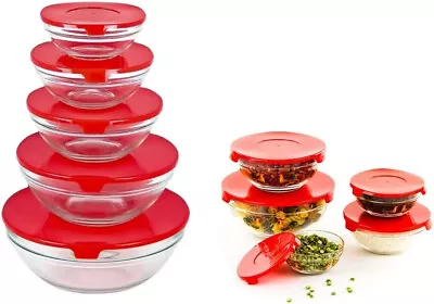 Buy Stackable Glass Bowl Bowls Food Storage Kitchen Set With Lids Dishwasher X 5 • 9.25£