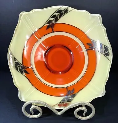 Buy Indiana Glass Moderne Classic Bowl Footed Yellow Orange Silverleaf 11  Vintage • 32.66£