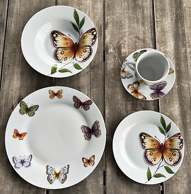 Buy Neiman Marcus Queen Butterfly Place Setting Dinner Soup Bowl Salad Plates Cup 2 • 33.77£
