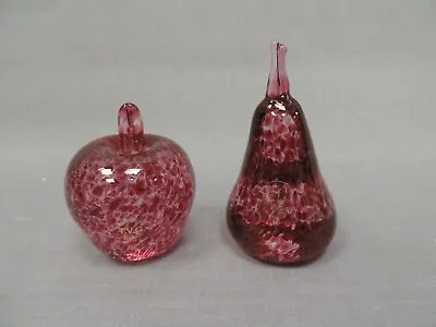 Buy 2x Teign Valley Glass Fruit Ornaments/Paperweights Apple & Pear • 15£