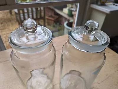 Buy Vintage Glass Storage Jars X2 With Ground Glass Stopper/Lid~Ravenhead~7 Inches~ • 24£