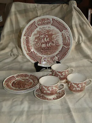 Buy Lot Of 9 Alfred Meakin FAIR WINDS BROWN Pattern Dinnerware Pieces • 23.71£