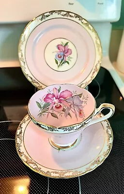 Buy Vtg Sutherland H&m Pink Tea Cup Saucer  & Plate Set England Floral Scallop Gold • 23.58£