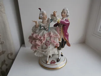 Buy Vintage Dresden Lace Porcelain Figurine Aristocratic Lady And Gentleman Dancing • 75£