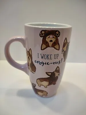 Buy CORGI Dog Mug Pink Stoneware Tall Coffee Cup “I Woke Up Corgie-ous”  • 15.36£