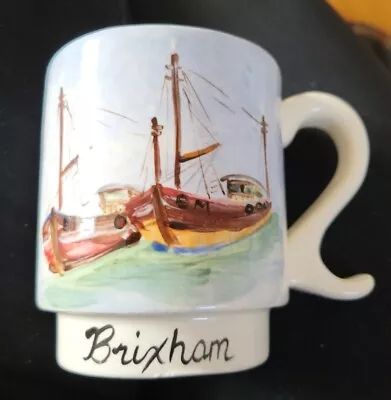 Buy Brixham Hand Painted Trawlers Pottery Mug Signed Vintage 1950s • 4.50£