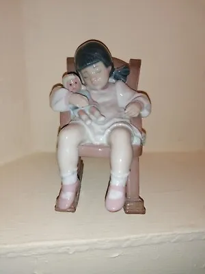 Buy Lladro Figurine Naptime Sleeping Girl In  Rocking Chair # 5448 • 37.99£