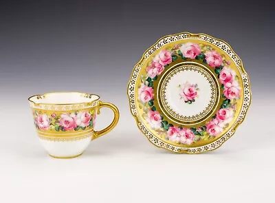 Buy Royal Crown Derby China - Hand Painted Roses - Gilt Decorated Cup & Saucer • 26£