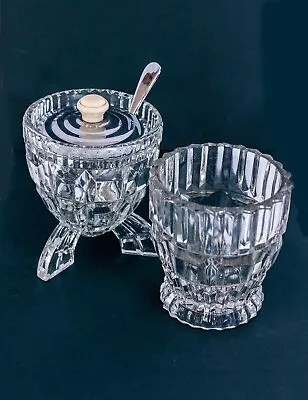 Buy Vintage Cut Glass Preserve/jam Pot With Silver Plated Lid/spoon And Sugar Pot • 20£