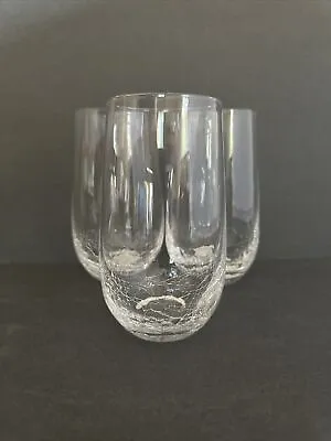 Buy Pier 1 Crackle Glass (3) Tall Tumblers Water Glasses • 36.03£