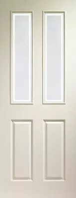 Buy Victorian 4 Panel Internal White Moulded Door With Forbes Glass Product Code GWM • 64.99£