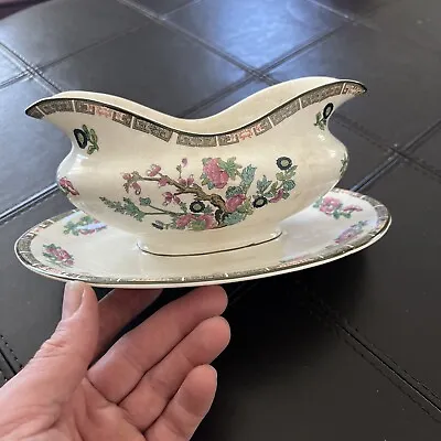 Buy Maddock & Sons Indian Tree Gravy Boat With Underplate EUC • 33.16£