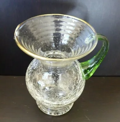 Buy Antique Victorian Clear Crackle Glass Small Jug • 12£