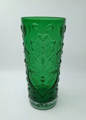 Buy Embossed Emerald Green Glass Vase Butterflies & Hearts (FB) • 22.95£
