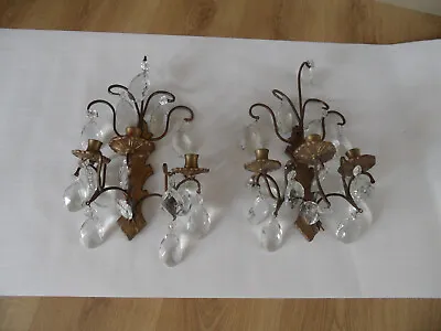 Buy Pair Of French Style Candle Hollders - Sconces With Glass Crystals • 36£
