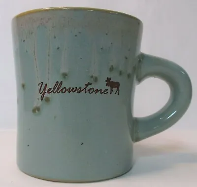 Buy Yellowstone Park Iron Stoneware Souvenir Coffee Mug Moose Aqua Glaze Drip MINT • 25.89£