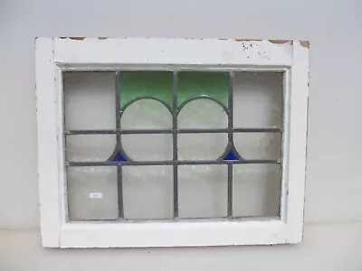 Buy Antique Stained Glass Window Panel Vintage Old Wooden Nouveau Art Deco 21.5 X17  • 45£