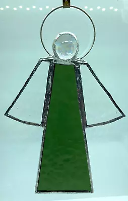 Buy F434 Stained Glass Suncatcher Hanging Angel Christmas 15cm Green Clear • 8£