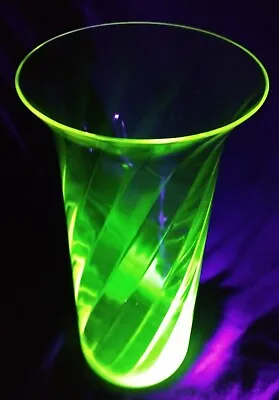 Buy Vaseline Glass Vase Glows Under BlackLight Optic Spiral Blown Glass 9.25  READ • 88.39£