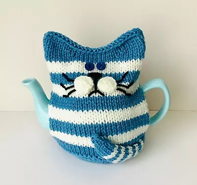 Buy * New* Cornish Cat Tea Cosy *hand Knitted*   Large   Cornishware Blue White #1 • 9.45£