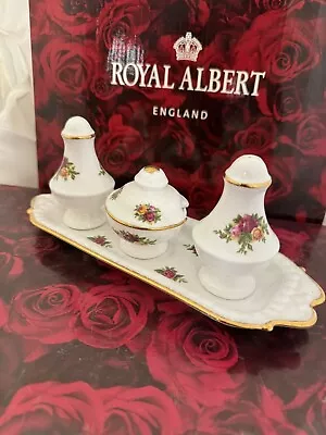 Buy Royal Albert Doulton Old Country Roses Salt & Pepper Cruet Set England • 70.68£