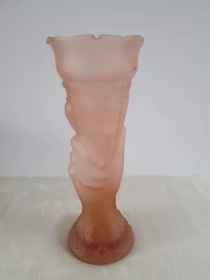 Buy Vintage Art Deco  Frosted Pink Glass Vase In The Form Of A Hand &Torch  1930s • 32.99£