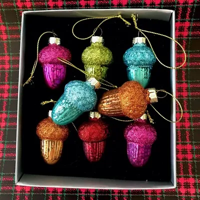 Buy Preloved Colourful Christmas Tree Decorations Trendy Acorn Theme Glass Baubles  • 17.50£