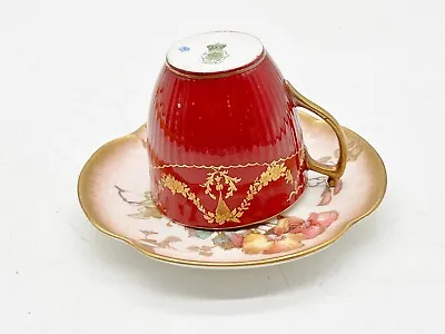 Buy Antique Vintage Doulton Burslem Tea Cup Red & Gilt Design With Mix Match Saucer • 22.99£