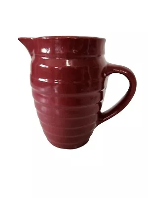 Buy Vintage Dusty Rose Ribbed Stoneware Pitcher Pottery Marked USA 5-1/2  Tall • 11.53£