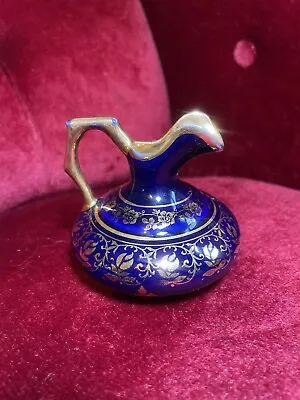 Buy Vintage Limoges French Porcelain Mini Pitcher China Jug Navy Blue Gold • 8.99£