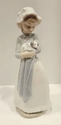 Buy Lladro Nao #241 Girl Holding Puppy In Blanket Collectible Porcelain Figurine • 55.13£