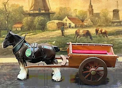 Buy Vintage Signed Melba Ware, England Ceramic Shire Horse Pulling Wooden Cart • 54.98£