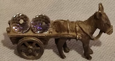 Buy WAPW Pewter Donkey And Carriage With Crystals Cut Glass  . Minature Ornament  • 12£