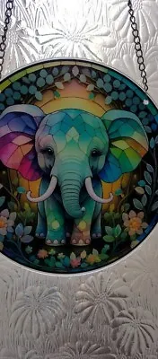 Buy Stained Glass Effect Sun Catcher Window Hanging Colourful Cute Elephant NEW   • 2.50£