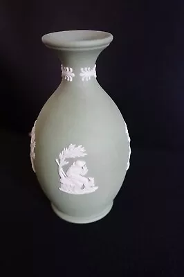 Buy Wedgwood Wedgewood Vintage Antique Sage Green Jasperware Small Vase Urn 12.5cm • 8.99£