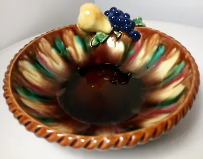 Buy Vintage- Austrian Majolica Fruit Bowl- Made In Austria- Glazed Pottery-Beautiful • 25£