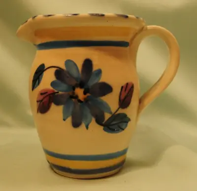 Buy Tintagel Pottery White Clay Floral Jug With Blue Stripe Very Good Condition • 5£