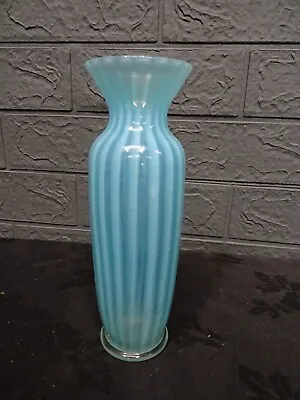 Buy Antique Vaseline Glass Opalescent Striped  Ruffled Vase • 65£