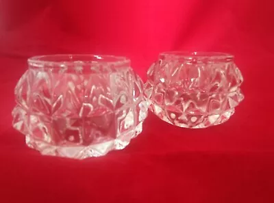 Buy Vintage Pair Of Heavy Crystal Cut Glass Tea Light Candle Holders/salt Dishes • 19£