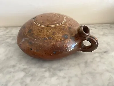 Buy Antique Early Stoneware Pottery Bottle Unusual Flat Shape C18th Or Earlier • 245£