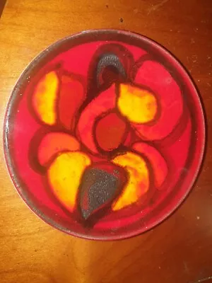 Buy  Poole Pottery Delphis Round Plate Dish Red Yellow No 49  1970s ? VGC Signed JW • 10£