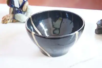 Buy Black Wabi Sabi Japanese Ceramic Kintsugi Bowl Handmade Kintsugi Gift • 73.85£