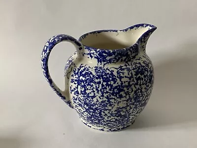 Buy Blue & White Large Jug Pitcher - Moorland Staffordshire Chelsea Pottery • 14.99£