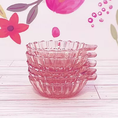 Buy Vintage Anchor Hocking Pink Depression Glass Bowls SET Of 5 One Handled 4.25” • 18.94£