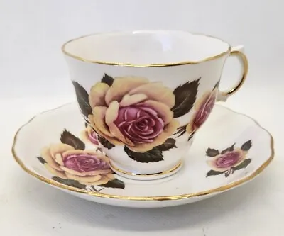 Buy Royal Vale Yellow  Pink Rose Teacup & Saucer Set Fine Bone China England • 8.98£