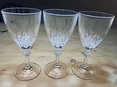Buy Crystal Wine Glasses Cut Glass Stem 160ml 16cm Tall Goblet Set Of 3 • 8£