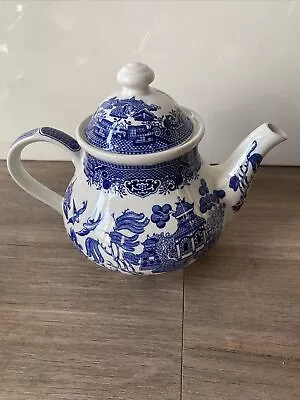 Buy Vintage Churchill Blue & White Willow Large Teapot England Tableware Never Used • 4.99£