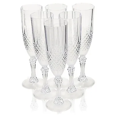 Buy 6pc Champagne Wine Glass Wedding Party Drinking Flute Glasses Set Crystal Effect • 14.95£